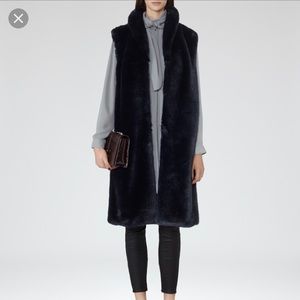 Reiss Faux Fur Midnight Blue Gilet